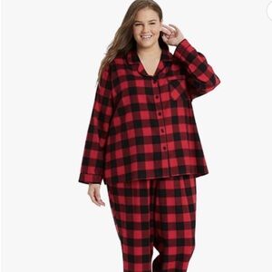 Pajamarama Pajama Set 2X Red Black Buffalo Plaid Button Up + Pants